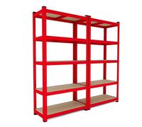 Scaffalatura in metallo Set di 2 scaffali componibili 40x90x180cm colore rosso