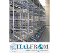 Scaffalatura industriale a ripiani L12 metri , H2,00 mt, prof. 50 a 4 ripiani