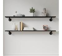 Scaffalatura industriale per tubi, mensola da parete in legno: mensole da cucina, mensole lunghe in legno da 122 cm, mensole galleggianti per parete in casa colonica, mensole nere per decorazioni e