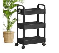 Scaffalatura multiuso | Carrello da ufficio portatile - Trolley per camera da letto con ruote, scaffale a 3 ripiani, snack, libro, organizzatore mobile per casa e ufficio