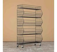 Scaffalatura nera in metallo con scaffali per snack 120 x 45 x 140 cm, espositore da parete a gondola per convenienza e stoccaggio leggero