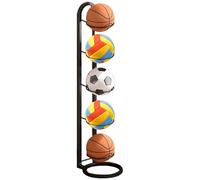Scaffalatura per pallacanestro a 5 livelli, per interni, supporto rimovibile per display basket, calcio, pallavolo, rugby