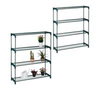 Scaffalatura Porta Piante 4 Ripiani Espositore Vasi Scaffale 106x91x28cm Set 2
