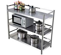Scaffalatura regolabile a 3 strati in acciaio inox, multiuso, per cucina, tavolo da lavoro e ristorazione, design 60 x 45 x 100 cm