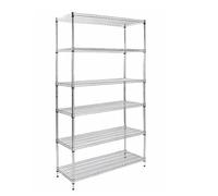 Scaffalatura regolabile in acciaio inox resistente, con 4 ripiani in filo metallico, 6 livelli, scaffale industriale per cucina e garage, 120 x 39,9 x 150 cm
