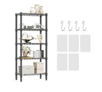 Scaffalatura regolabile in filo metallico, resistente, per cucina, dispensa e organizer con ganci e cuscinetti, perfetta per casa e ufficio