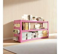 Scaffalatura regolabile in metallo a 3 ripiani, resistente, resistente ai graffi, per garage e cucina, rosa, 80 x 40 x 30 cm, resistente