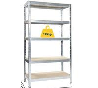 Scaffalatura scaffale 5 RIPIANI in acciaio metallo kit struttura ad incastro zincata pannello in mdf mm5 180x40x90