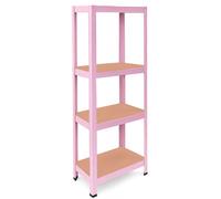 Scaffalature metalliche Tiny Rosa, 4 ripiani in MDF per ufficio