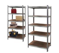 Scaffale 4 o 5 Ripiani Metallo e Legno 173x75 cm Carichi Pesanti bianco nero