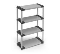 Scaffale 4 Ripiani 80x40x165 cm in Resina PVC Grigio