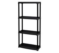 Scaffale 4 Ripiani in Plastica Nero 60x30x133 cm Polipropilene Made in Italy