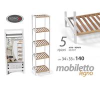 SCAFFALE 5 RIPIANI BAGNO CUCINA PORTA ASCIUGAMANI OGGETTI BIANCO MAR 14034cm