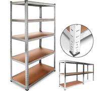 Bakaji Scaffale 5 ripiani in metallo zincato e legno MDF, carichi pesanti, 170/180/200 cm