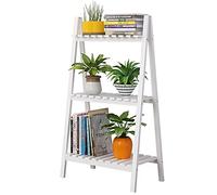 Scaffale a 3 ripiani in legno, versatile, libreria e scarpiera con design a doghe in bianco naturale o finitura anticata (50,8 x 28 x 89 cm)