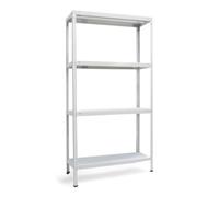Scaffale a 4 ripiani in acciaio verniciato bianco 80x30x151 cm sistema modulare di montaggio resistente e sicuro