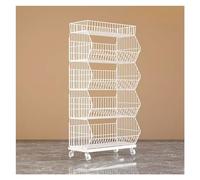 Scaffale a 4 ripiani in filo metallico con ruote, autoportante, per negozi al dettaglio, bianco, 120 x 45 x 140 cm, scaffale salvaspazio per supermercato per un facile accesso