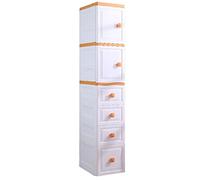 Scaffale a 4 ripiani in plastica arancione da cucina, con morsetto sul cassetto, per bagno e WC, salvaspazio, perfetto per piccoli spazi
