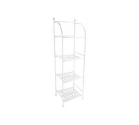 Scaffale a 4 Ripiani per Bagno e Camera - Scaffale con 4 Mensole per Salotto ed Ingresso, in Metallo, 33x27x116cm, Bianco