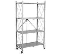Scaffale a 4 ripiani, resistente, regolabile, in metallo, per cucina, soggiorno, ufficio, garage, larghezza 70 cm, grigio chiaro, 70 x 34 x 127 cm