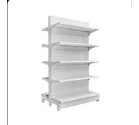 Scaffale a 5 ripiani, espositore a gondola su un lato, ripiani regolabili per supermercati per minimarket, alimentari, forniture per ufficio e negozi di liquori (bianco su entrambi i lati, altezza 135