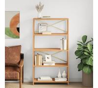 Scaffale a 5 Ripiani in Legno Massello di Rovere 80x30x146 cm - Libreria Moderna, Scaffale Portaoggetti per Soggiorno, Camera da Letto, Ufficio - Design Minimalista, Struttura X, Ampio Spazio