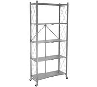 Scaffale a 5 ripiani in metallo, larghezza 80 cm, resistente, per cucina, soggiorno, camera da letto, ufficio, garage, 80 x 34 x 176 cm, grigio chiaro