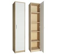 Scaffale a 5 ripiani Mobiletto portadocumenti con 4 ripiani e 1 anta autoportante largo 39 cm con maniglie in polimero di alta qualità per camere da letto soggiorni corridoi e uffici Sonoma/Bianco
