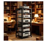 Scaffale A 7 Ripiani HiFi Rack, Giradischi Mobile DVD, Piccolo Mobiletto Stereo E Supporti Audio-Video, Regolabile Mobiletto Portaoggetti, Per La Casa, L'ufficio E Il Teatro(Nero)