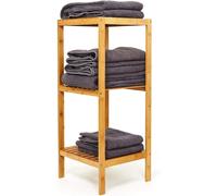 Scaffale a Colonna Bagno 3 Ripiani Legno Bambù Armadio Organizer L30xP35xH70cm