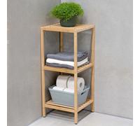 Scaffale a Colonna da Bagno 3 Ripiani Legno Bambù Armadio Organizer 33x32x77.5cm
