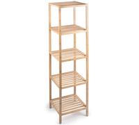Scaffale a Colonna da Bagno 5 Ripiani Legno Bambù Armadio Organizer 32x33x141cm