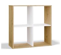 Scaffale a Cubi con 4 Vani Aperti - Mobile da Soggiorno Camera da letto Ingresso o Cameretta - per Documenti Raccoglitori Giocattoli e Decorazioni - Design Moderno - Malax Bianco Rovere Artisan