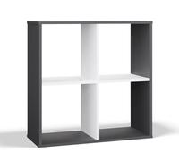 Scaffale a Cubi con 4 Vani Aperti - Mobile da Soggiorno Camera da letto Ingresso o Cameretta - per Documenti Raccoglitori Giocattoli e Decorazioni - Design Moderno - Malax Bianco Antracite