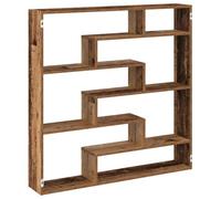 Scaffale a cubo con 7 scomparti, effetto legno vecchio, 100 x 18 x 100 cm, in materiale legno, con molto spazio, design moderno, robusto e facile da pulire, come libreria sottile o per CD, per