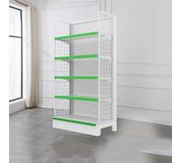 Scaffale a gondola bianco per vendita al dettaglio, scaffale versatile per supermercati e negozi di alimentari, unità da parete a griglia per la massima visibilità (92 x 36 x 165 cm)