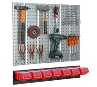 Scaffale a muro 78x72cm Sistema di stoccaggio in metallo attrezzi scatole Rosso