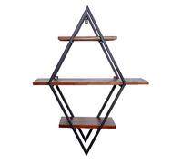 Scaffale a parete Mensole galleggianti Pipe Sh Diamond Mensola da parete in legno e ferro Materiale metallico per soggiorno camera da letto Utilizzato per libreria Espositore Portabottiglie