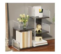 Scaffale a più livelli sfalsato, massimizza lo spazio verticale con design multistrato, ideale per tutti gli scenari (nero, 40 x 18 x 47 cm)