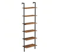Scaffale a Scala, Contro Parete a 6 Ripiani, per Soggiorno, Ufficio, Cucina, Camera da Letto, 60 x 30 x 204,8 cm, Industriale, Marrone Vintage e Nero Cos'è? Immagina... un angolo poetico con libri in