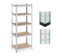 Relaxdays Scaffale in Acciaio, HLP 180 x 70x 45 cm, 5 Ripiani ad Alta Portata 500 kg, per Garage e Cantina, Argentato