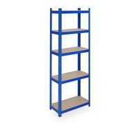 Relaxdays Scaffale in Acciaio, HLP 180 x 60 x 30 cm, con 5 Ripiani ad Alta Portata 500 kg, per Garage e Cantina, Blu, Fibra di Legno