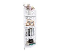 Scaffale ad Angolo a 4 Piani, Mensola Angolare Scaffale Bagno, Mobile Portaoggetti Autoportante, Scaffalatura Multiuso Mobile Angolare Ripiani, Libreria ad Angolo Bianco 22 cm x 18 cm x 80 cm