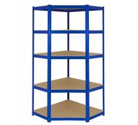 Scaffale ad Angolo in Acciaio Senza Bulloni T-Rax Blu Largo 90cm per Garage