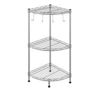 Scaffale Angolare 3 Ripiani, Scaffalatura Portaoggetti in Metallo, adatto per Cucina, Bagno, Garage, Argento, 30x30x70cm
