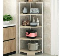 BAKAJI Scaffale Angolare 5 Ripiani Struttura in Metallo Piani in Legno Libreria Scaffalatura ad Angolo Multiuso Dimensione 40 x 40 x 120 cm design Moderno industriale (Bianco), Taglia unica