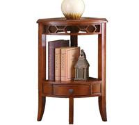 Scaffale angolare a 2 ripiani con cassetto, espositore angolare in legno industriale, perfetto per soggiorno e ufficio, elegante e salvaspazio, mobile angolare