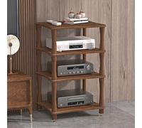 Scaffale angolare a 4 ripiani AV multimediali, rack audio in legno e armadio stereo, torre multimediale di archiviazione aperta per home theater, marrone, 60 x 48 x 10 cm, soluzione di archiviazione