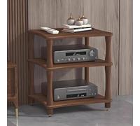 Scaffale angolare a 4 ripiani AV multimediali, rack audio in legno e armadio stereo, torre multimediale di archiviazione aperta per home theater, marrone, 60 x 48 x 10 cm, soluzione di archiviazione