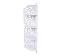 Scaffale Angolare a 4 Ripiani Espositore Angolare Bianco Libreria Angolare Composita in Legno Resistente e Plastica Scaffale Multiuso per Piccoli Spazi, Camera da Letto, Soggiorno